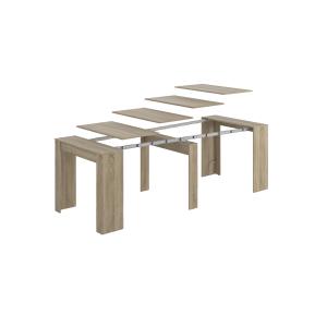 Table console à rallonge effet bois beige 118x90 cm