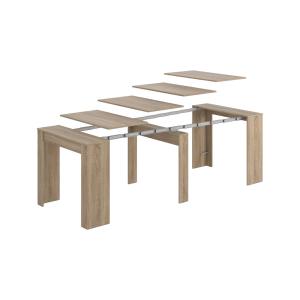 Table console à rallonge effet bois beige 90x51h78 cm