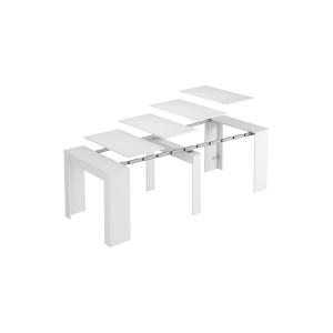 Table console à rallonge effet bois blanc 90x51 cm