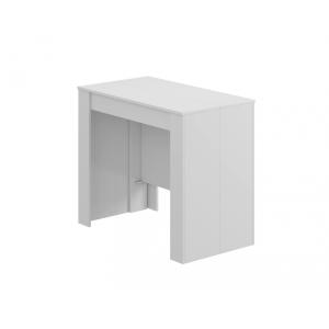 Table console à rallonge effet bois blanc brillant 90x51 cm