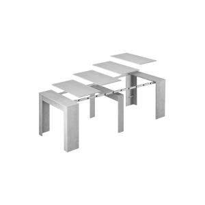 Table console à rallonge effet bois gris 90x51 cm