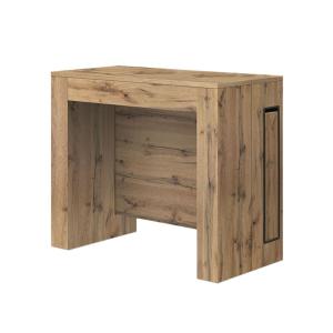 Table console à rallonge en bois, finition chêne rustique 9…