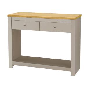 Table console avec 2 tiroirs en effet chêne et crème