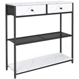 Table console avec 2 tiroirs en tissu 24 x 76 x 80 cm blanc…