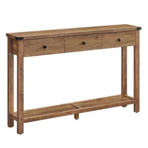 Table console avec 3 tiroirs et étagère de rangement marron…