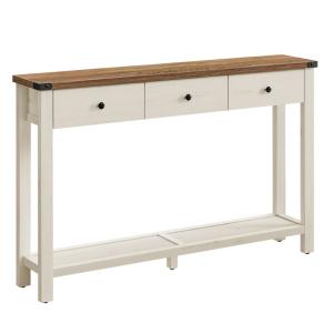 Table console avec 3 tiroirs et étagère de rangement marron…