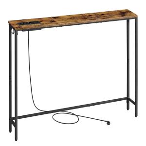 Table console avec multiprise 15 x 100 x 80 cm marron et no…