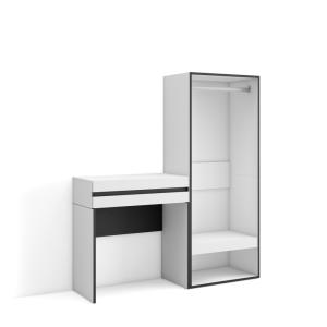Table Console d´Entrée effet bois blanc 130x35x145cm
