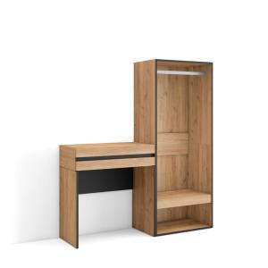 Table console d´entrée effet bois chêne 130x35x145cm