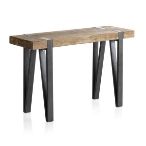 Table console en bois avec pieds en métal