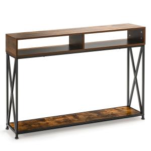 Table console industrielle couleur café 120x23x79 cm