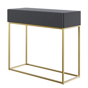 Table console noire avec pieds dorés 90x32 cm