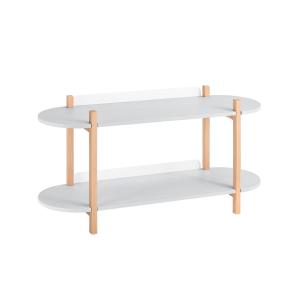 Table console sur pied en bois avec 2 étages effet bois gri…