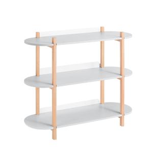 Table console sur pied en bois avec 3 étages effet bois gri…