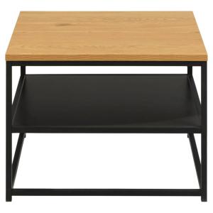 Table d'appoint 2 plateaux bois et métal noir 55x55cm