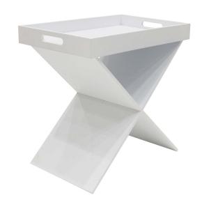 Table d'appoint croisillons avec plateau amovible blanc