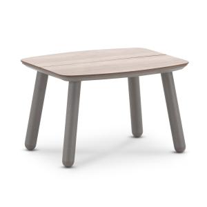 Table d'appoint de jardin imitation bois taupé et HPL 50x60