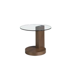 Table d'appoint effet bois noyer et verre