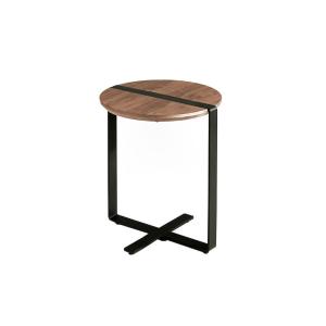 Table d'appoint en bois de noyer et acier