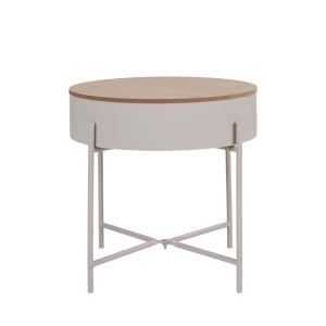 Table d'appoint en bois et métal ø40cm - Beige