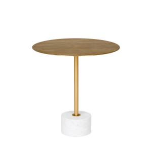 Table d'appoint en effet laiton et marbre ø51cm - Laiton