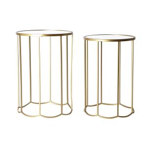 Table d'appoint en fer doré 41x41x58 / 35.5x35.5x35.5x53.5