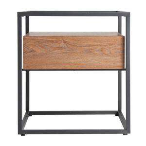 Table d'appoint en fer et en bois marron 55x55x60