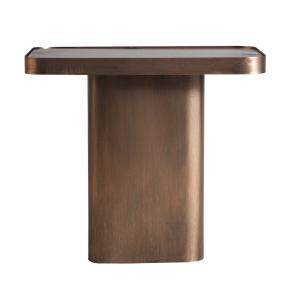 Table d'appoint en fer et verre cuivre 50x35.5x45