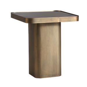 Table d'appoint en fer et verre doré 40x40x45