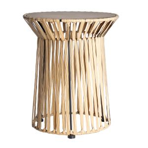 Table d'appoint en rotin et fer brun 42x42x51