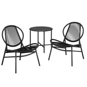 Table d'appoint et 2 chaises chaises acapulco noir d'encre