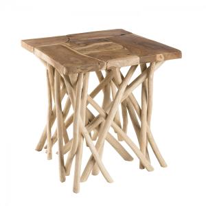 Table d'appoint nature plateau en teck pieds bois flotté L5…