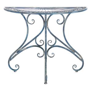 Table d'appoint pour l'extérieur en fer bleu