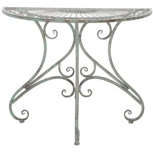 Table d'appoint pour l'extérieur en fer vert foncé antique
