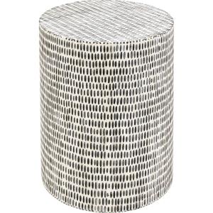 Table d'appoint ronde blanche motifs noirs D36