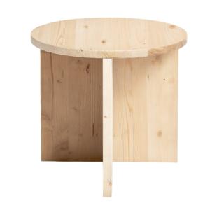 Table d’appoint ronde en bois de sapin couleur beige