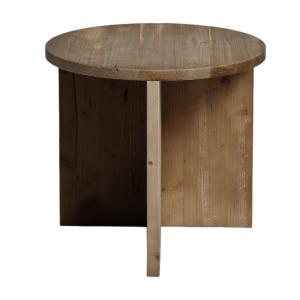 Table d’appoint ronde en bois de sapin couleur marron vieil…