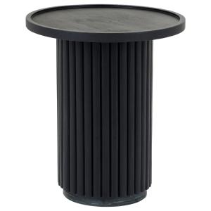 Table d'appoint ronde en bois massif et marbre, noir