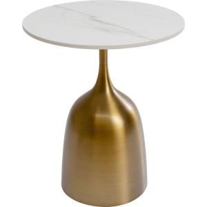Table d'appoint ronde en céramique blanche et acier doré D4…
