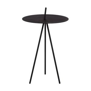 Table d’appoint ronde portable en métal noir