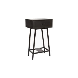 Table d'appoint vintage bois noir effet vieilli noir