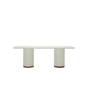 Table d'extérieur en microciment blanc cassé, 180 cm