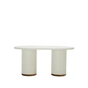 Table d'extérieur en microciment blanc cassé, 200 cm