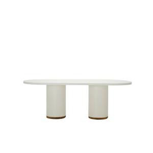 Table d'extérieur en microciment blanc cassé, 220 cm