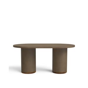 Table d'extérieur en microciment couleur terre, 160 cm