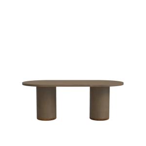 Table d'extérieur en microciment couleur terre, 200 cm