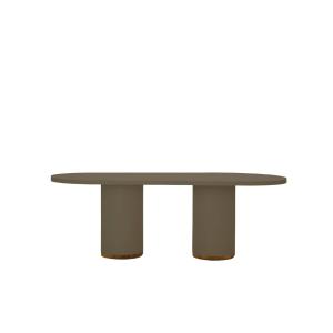 Table d'extérieur en microciment couleur terre, 220 cm