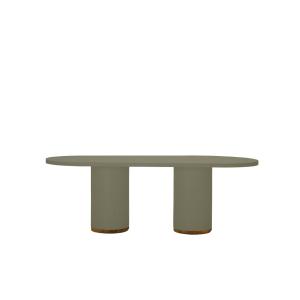 Table d'extérieur en microciment vert olive, 220 cm