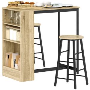 Table de bar avec 2 chaises compartiments ouverts chêne noi…