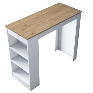 Table de bar avec niches de rangements effet bois marron et…